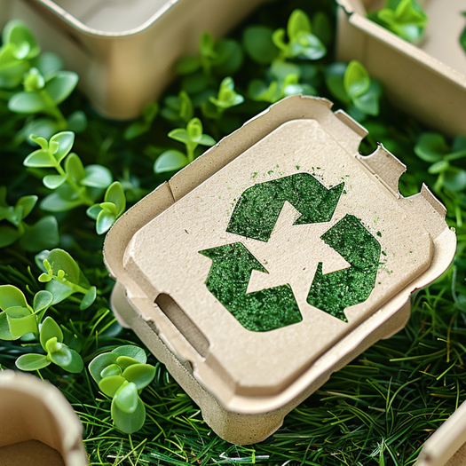 Recyclable pulp molded tray representing eco-friendly packaging advantages.